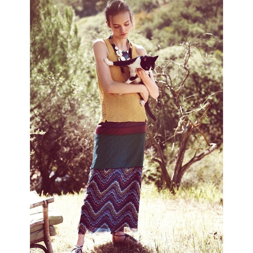 Anthropologie Weston Wear Multi Print Maxi Skirt Large